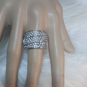 Paparazzi Dazzling Silver Rhinestone Ring Strech